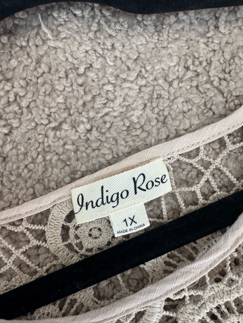Indigo Rose Cream Lace Boho Dress 1X 3/4 Sleeve Crochet Overlay Flowy Festival - Picture 3 of 6